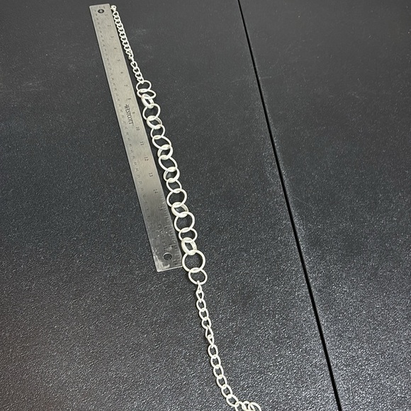 Silver Tone R Hang Tag Long Chain Boho Necklace - Picture 7 of 8
